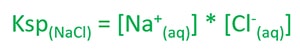 solubility product equation of NaCl